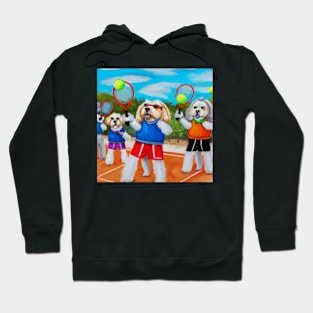 Tennis dogs oil painting Hoodie